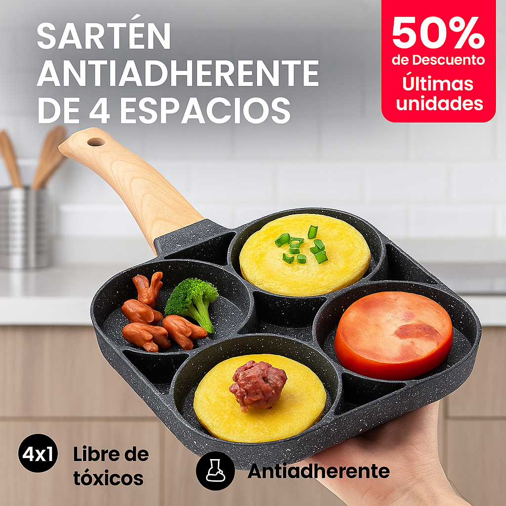 Sarten Antiadherente 4 Espacios